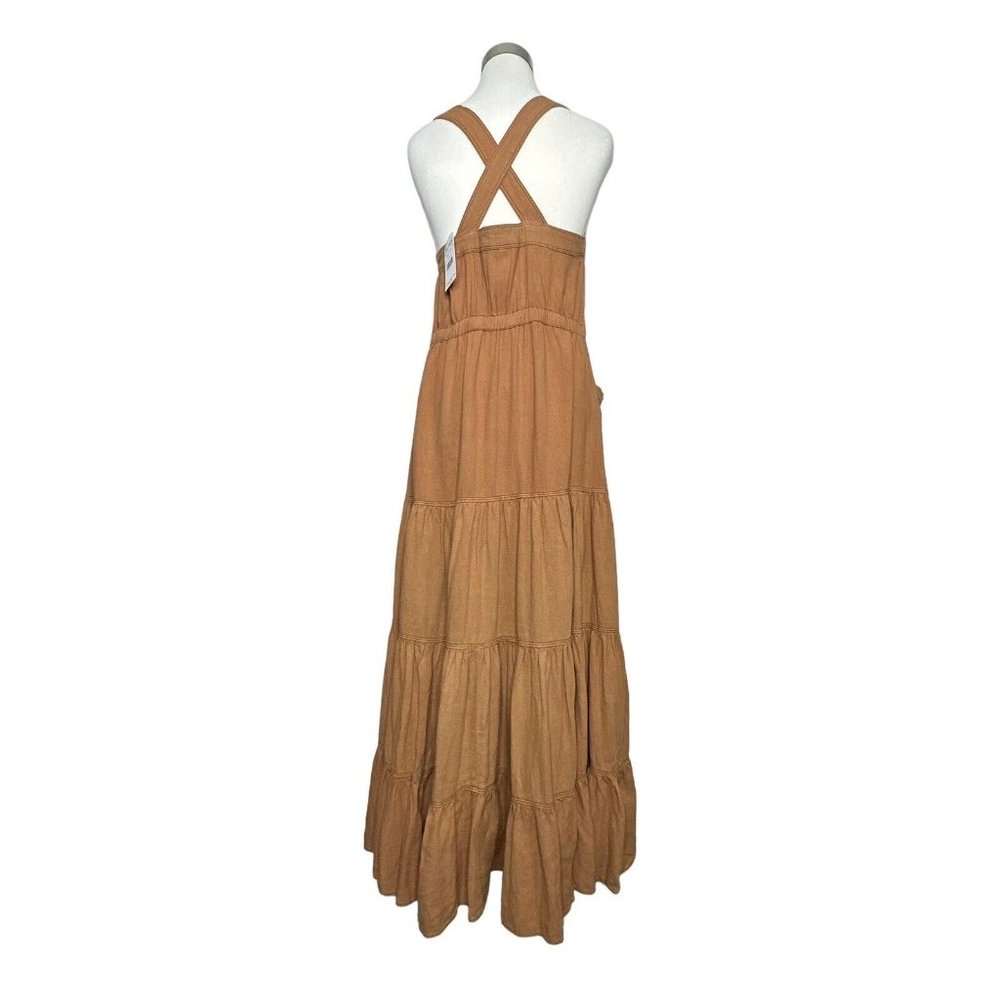 NWT Free People Catch The Breeze Midi Dress sz M medium Linen Amber Waves Tiered - Picture 3 of 14